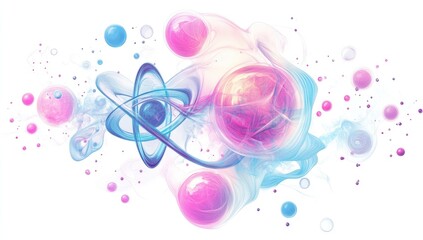 Fototapeta premium Abstract atomic molecules in motion