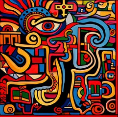 Obraz premium Psychedelic Neotribal Symbolic Artistic Abstract Overlays