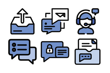 Communication icon set vector art illustration