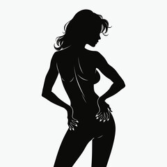 Fototapeta premium Silhouette of woman posing confidently against a light background