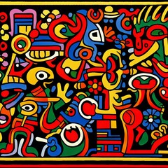 Obraz premium Psychedelic Neotribal Symbolic Artistic Abstract Overlays