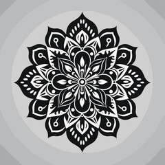 Abstract Mandala Pattern in Black and White with Islamic Design Template
