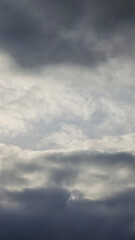 Fototapeta premium Blue sky with clouds, winter weather. Clouds on the background of trees.