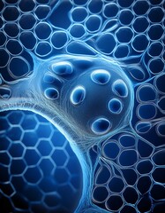 Cell close up over blue background