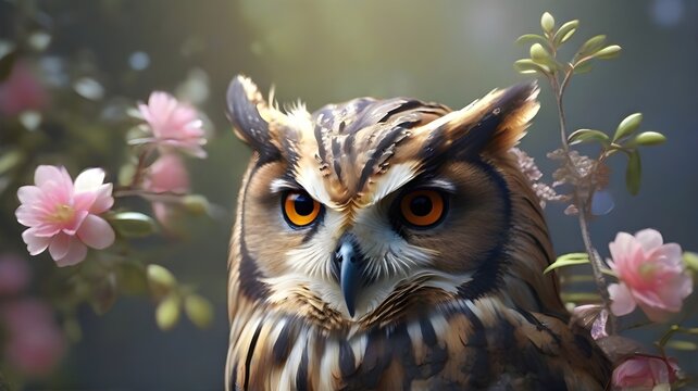 great horned owl in autumn