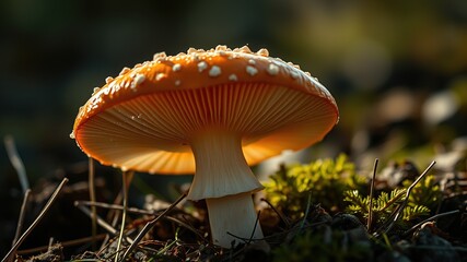 Fototapeta premium Stunning Wild Mushroom Macro Photography - Close-up, High-Quality, Detailed