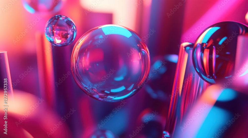 Canvas Prints colorful abstract background with bubbles and cylindrical shapes
