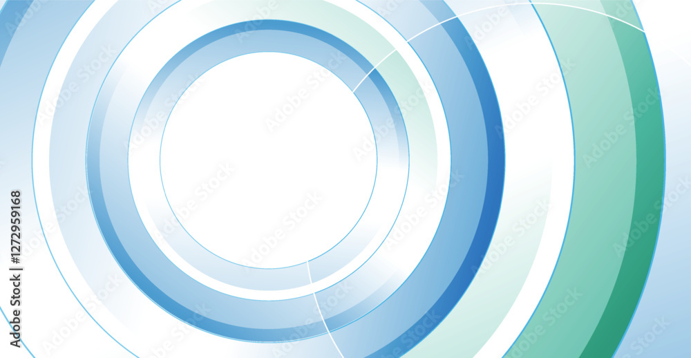 Poster blue green geometric tech background with abstract glossy circles. vector design