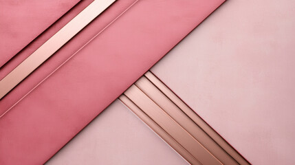 Elegant rose gold metallic texture with geometric pink layers