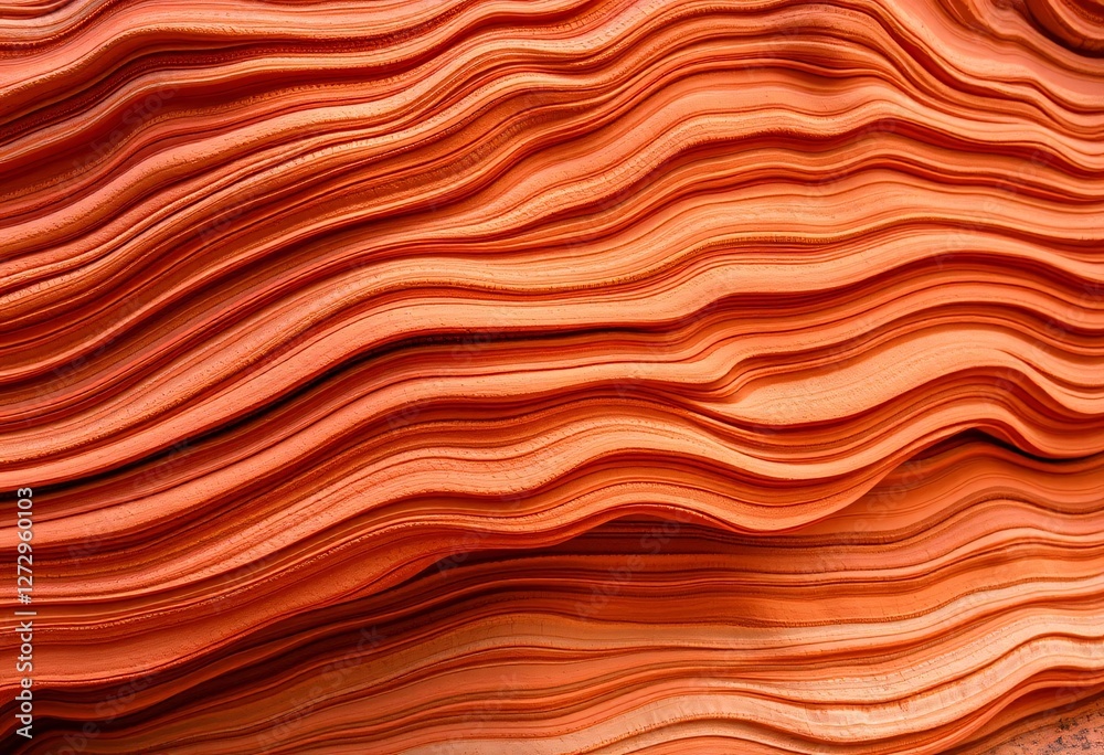 Poster Orange Waves Texture. Abstract Layers. Flowing Formations. Warm Energy. Dynamic Design. Smooth Surface Detail. Engaging Curves and Contours. Evokes Natural Beauty. Vivid Shades of Orange. Visual