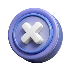 Obraz premium 3D Render of a Purple and White Cross Button Icon - Cancel, Delete, or Close Symbol
