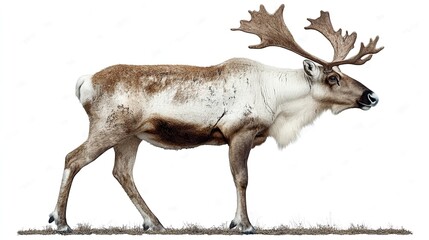 Fototapeta premium high resolution peary caribou isolated on transparent background for wildlife conservation designs educational projects and nature themed illustrations featuring arctic mammals and unique animal