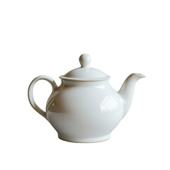 Classic white teapot isolated on transparent background