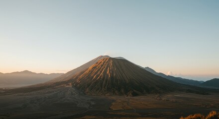 Majestic Mount Bromo at Sunrise: A Volcanic Landscape in Indonesia