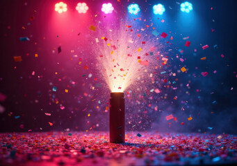 Colorful confetti explosion at a vibrant celebration party event