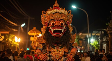 Fototapeta premium Balinese Rangda Mask Night Parade