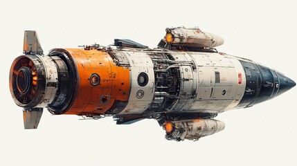 high resolution spacecraft png isolated on transparent background for digital art science fiction projects and space themed designs featuring detailed spacecraft elements and realistic renderings