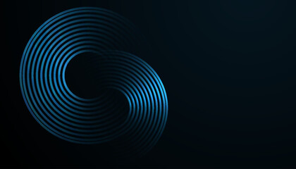 Futuristic Abstract Background with Circular Interconnected Cyan Lines on a Dark Gradient, Creating a Sleek, Minimal, and Modern Design for Business and Technology Branding