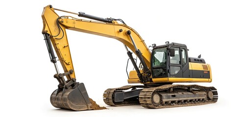 Heavy Duty Excavator Digging, Construction Machinery, Yellow Black, Industrial Equipment, Earthmoving Machine, Construction Site, Digger, Excavating Machine, Powerful Excavator