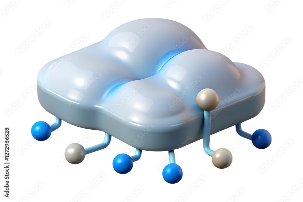 Poster 3d render of cloud computing network - abstract data storage concept