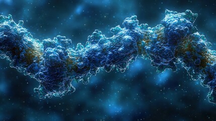 Blue and yellow DNA double helix structure against a white background for scientific representation