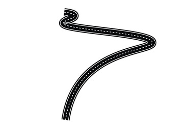 Roads and highways icons. Lots of winding roads. Bending asphalt roads and highways.. Curvy asphalt empty line isolated vector concept
