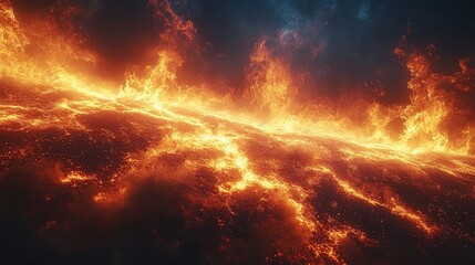 Ethereal fire painting the sky with flames and colors during an aweinspiring sunset