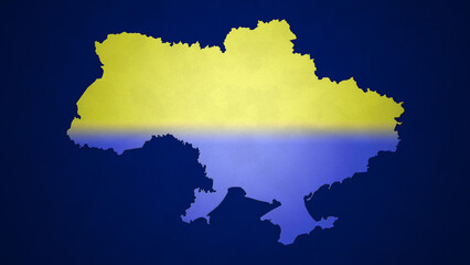 Mapa de Ucrania con bandera superpuesta. © Hector