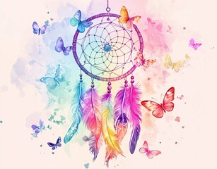 Abstract floral background with butterflies and colorful decorative flowers