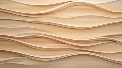 Obraz premium A textured surface of layered wood, showcasing flowing curves and natural tones, creating an organic and warm aesthetic.