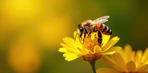 Honey bee makes honey from acacia blossom nectar, honey bee, nature, acacia