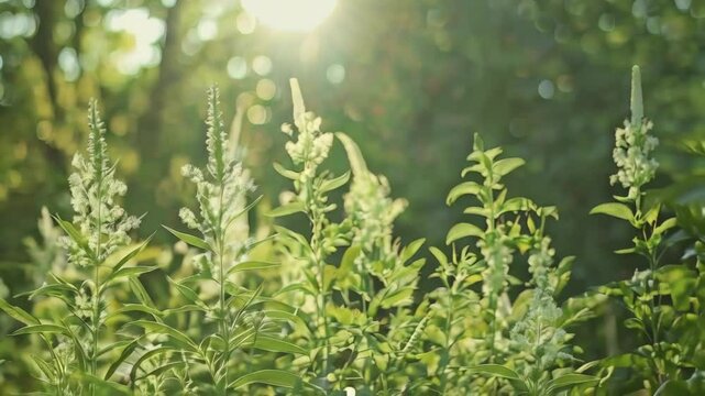 Blooming ragweed serves as an allergen for allergy sufferers during the warm season