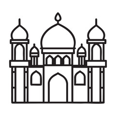  line drawing mosque line concept. Islamic events concept. Single line draw design vector graphic illustration. on white background