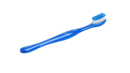 Closeup of a vibrant blue toothbrush against striking black background, study in contrast and cleanliness
