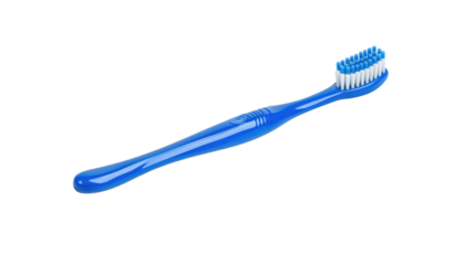 Closeup of a vibrant blue toothbrush against striking black background, study in contrast and cleanliness