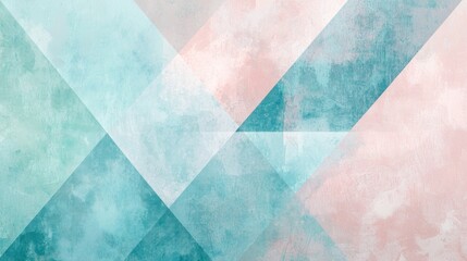 Abstract Teal and Rose Geometric Art Print: A Serene Blend of Color and Form