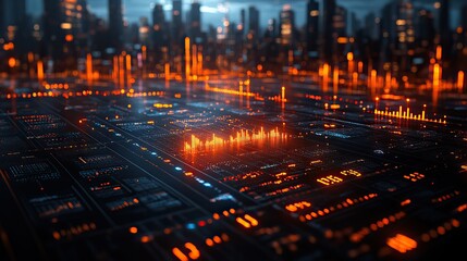 innovative financial technology and asset management concept with graphical display of economic growth and business prosperity