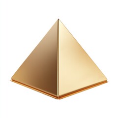 Fototapeta premium Gold Pyramid: A 3D Rendered Image of a Solid Gold Pyramid Isolated on a White Background, Emphasizing Luxury, Geometric Shape, and Ancient Architectural Inspiration.