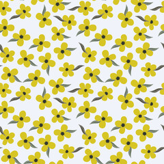 Seamless floral pattern based on traditional folk art ornaments. Colorful flowers on color background. Scandinavian style. Sweden nordic style. Vector illustration. Simple minimalistic pattern.