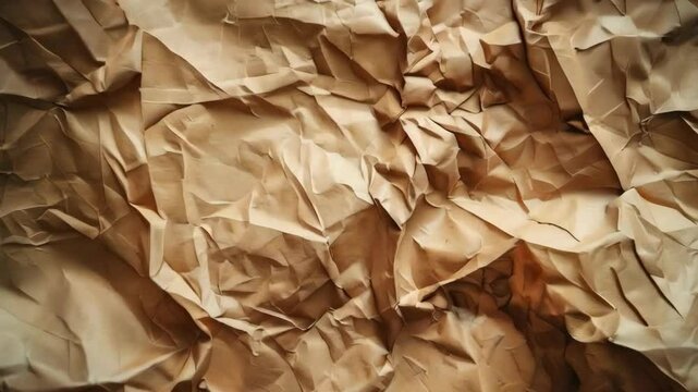 Texture background of crumpled and creased recycled brown paper