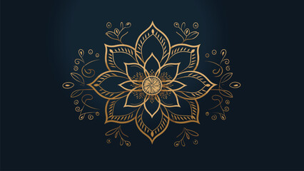 Luxurious Gold Mandala Design with Dark Backdrop