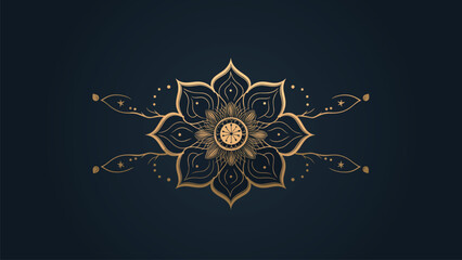 Luxurious Gold Mandala Design with Dark Backdrop