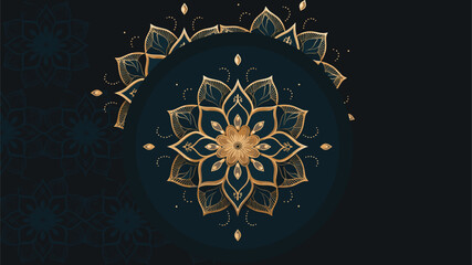 Luxurious Gold Mandala Design with Dark Backdrop