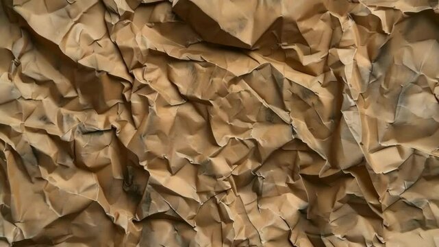 Texture background of crumpled and creased recycled brown paper