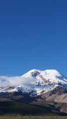 Vertical image of Mt Chimborazo on a clear day. Location: Chimborazo National Park, Ecuador