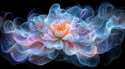 Obraz premium A beautiful flower surrounded by colorful smoke clouds creating an ethereal atmosphere