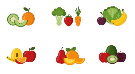 Fototapeta premium Vibrant Fruits and Vegetables Collection: A Healthy Eating Guide