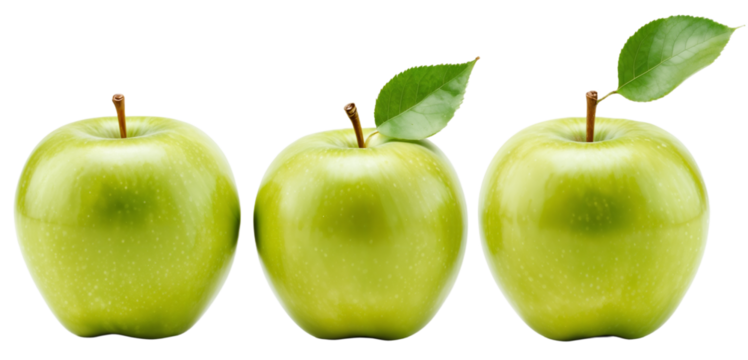Green Apples Isolated on a Transparent Background