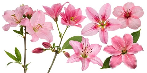 Stunning Collection of Pink Flowers Isolated on Transparent Background for Botanical Art, Floral Decor, and Nature Lovers, Perfect for Print and Digital Use, Aesthetic Floral Designs