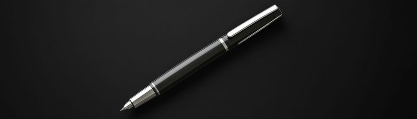 3d minimalist design of a teacher's ink pen sleek cylindrical shape black background artistic perspective education concept